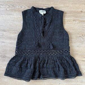 s.e.a. new york black eyelet lace top